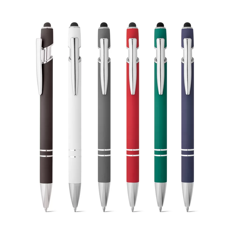 Esferográfica em alumínio com ponteira touch Personalizada