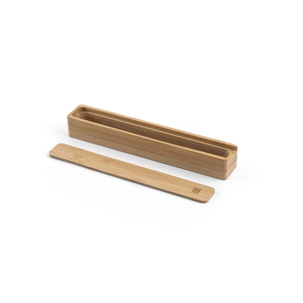 Estojo em bambu natural para 1 esferográfica Personalizado