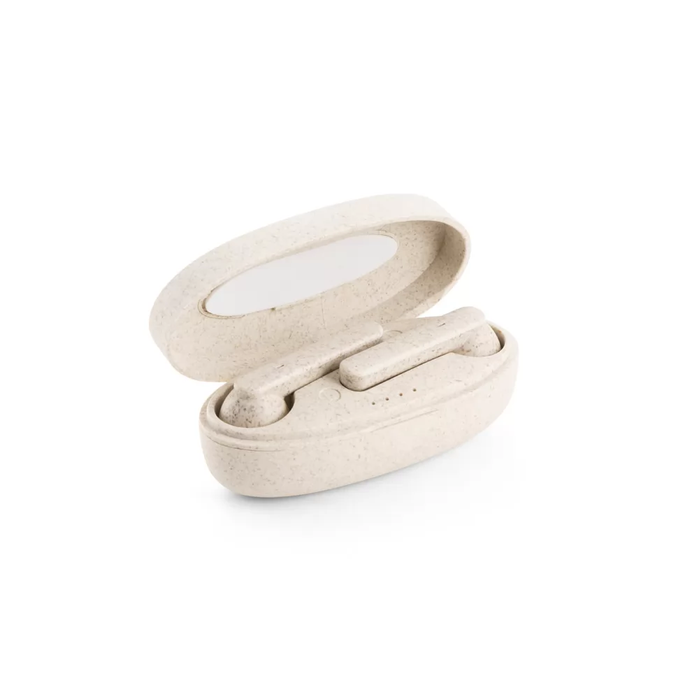 Fones de ouvido True Wireless m fibra de palha de trigo e PP Personalizados