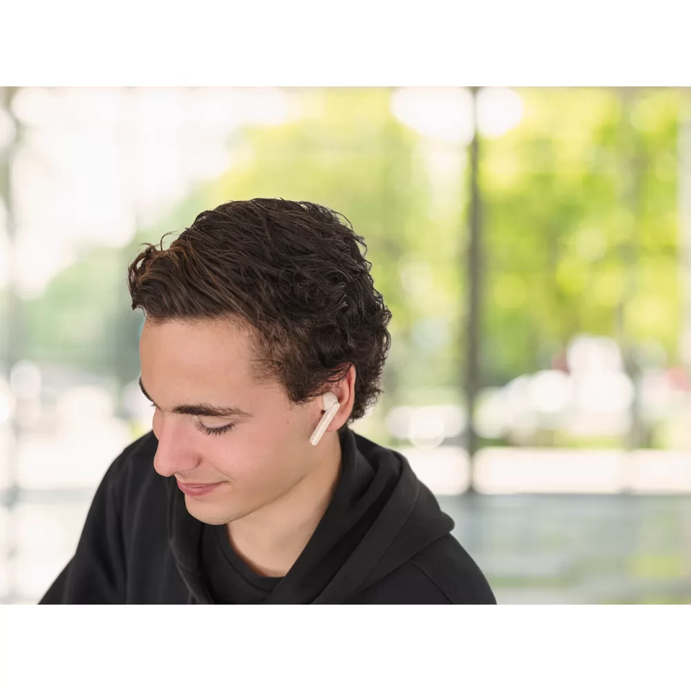 Fones de ouvido True Wireless m fibra de palha de trigo e PP Personalizados