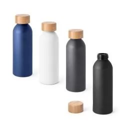 Garrafa Alumínio 550ml Com Tampa de Bambu Personalizada  Garrafa Alumínio 550ml Com Tampa de Bambu Personalizada