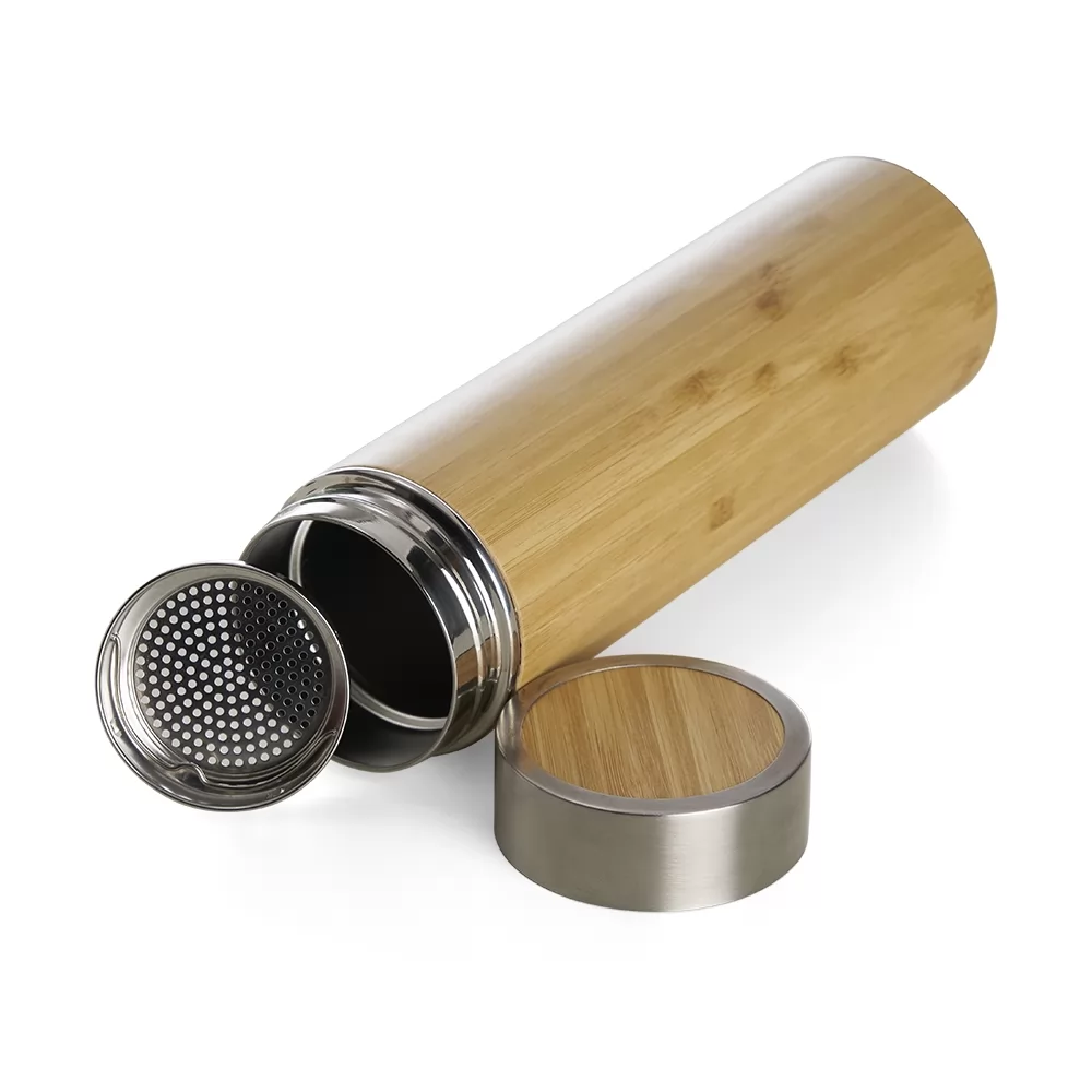 Garrafa Bambu Parede Dupla 500 ml com Infusor Personalizada