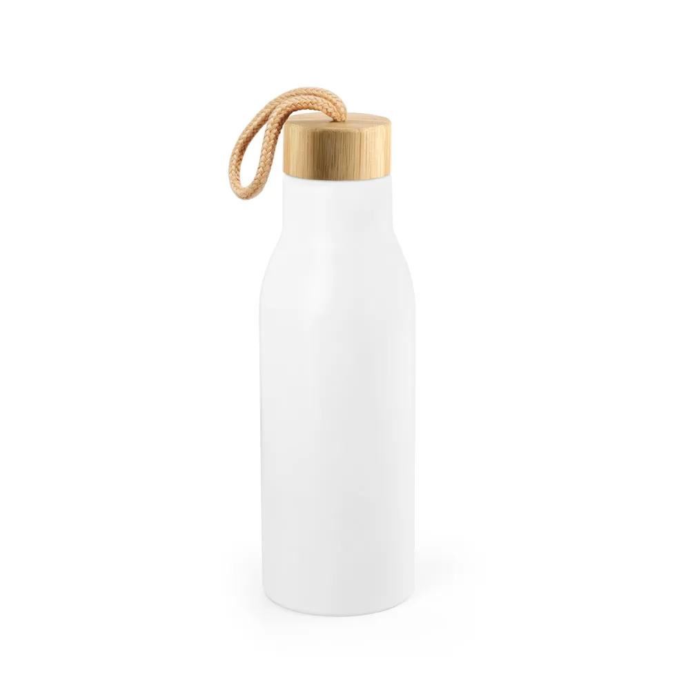 Garrafa de Aço Inox Reciclado com Tampa de Bambu 570 ml Personalizada