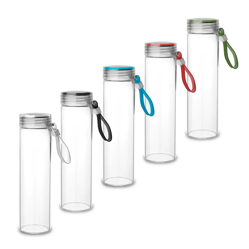 Garrafa de Vidro 400 ml Com Tampa Rosqueável Personalizada