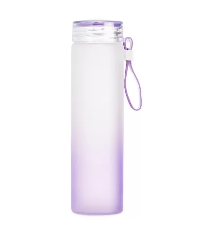 Garrafa de vidro bicolor 400ml com alça de silicone Personalizada