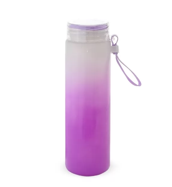 Garrafa de vidro bicolor 400ml com alça de silicone Personalizada