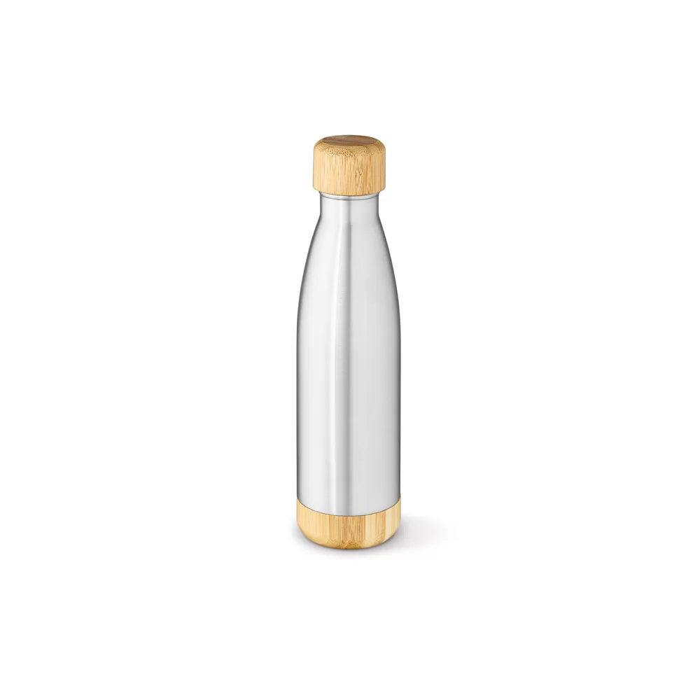 Garrafa em aço inox (90% reciclado) com tampa em bambu 550 mL Personalizada