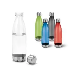 Garrafa Plástica Com Acabamento Em Aço Inox 700ml Personalizada  Garrafa Plástica Com Acabamento Em Aço Inox 700ml Personalizada