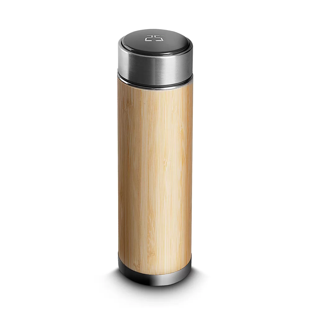 Garrafa Térmica em Bambu 300ml com LED Personalizada