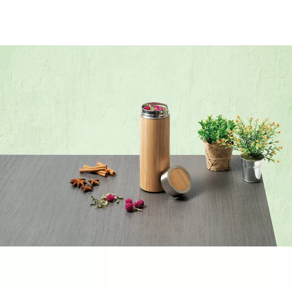 Garrafa térmica em Bambu 430ml Personalizada