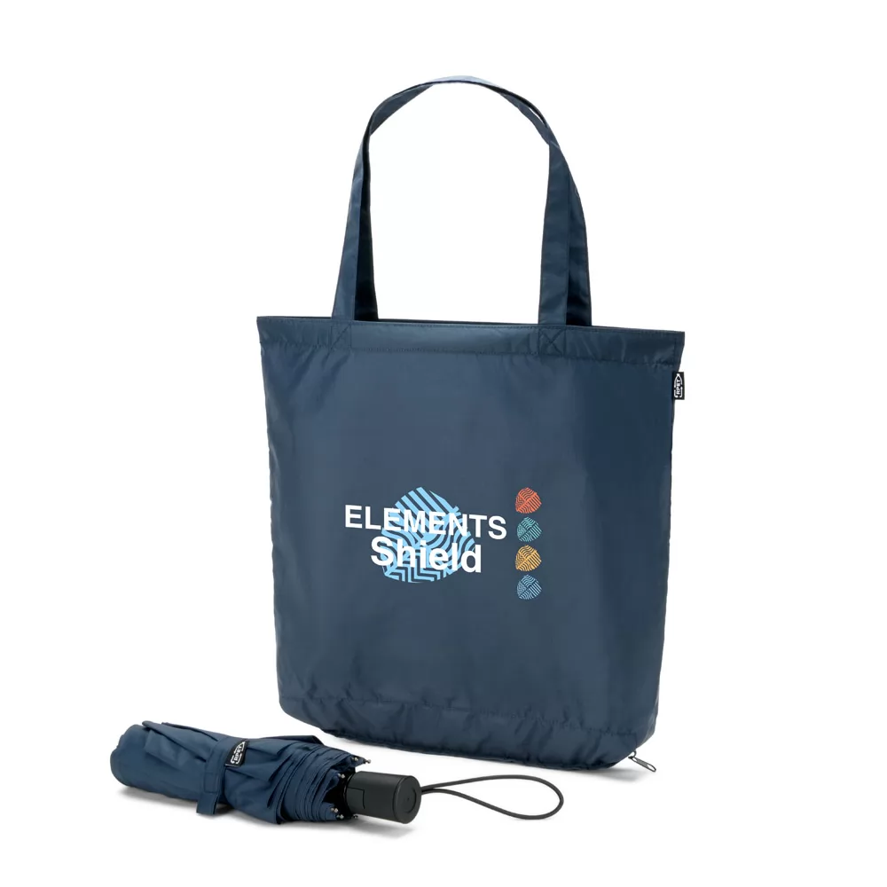 GUARDA CHUVA 2 EM 1 COM SACOLA DE COMPRAS EM POLIÉSTER RECICLADO Personalizada