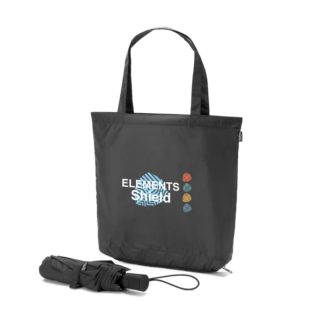 GUARDA CHUVA 2 EM 1 COM SACOLA DE COMPRAS EM POLIÉSTER RECICLADO Personalizada