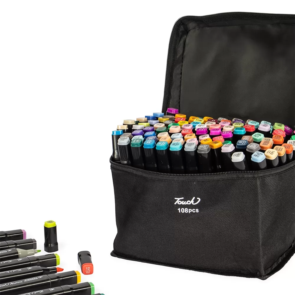 Kit Canetas Marcadoras Pontas Duplas 108 Cores Personalizado