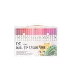 Kit Canetinhas Ponta Dupla 100 Cores Personalizado Kit Canetinhas Ponta Dupla 100 Cores Personalizado