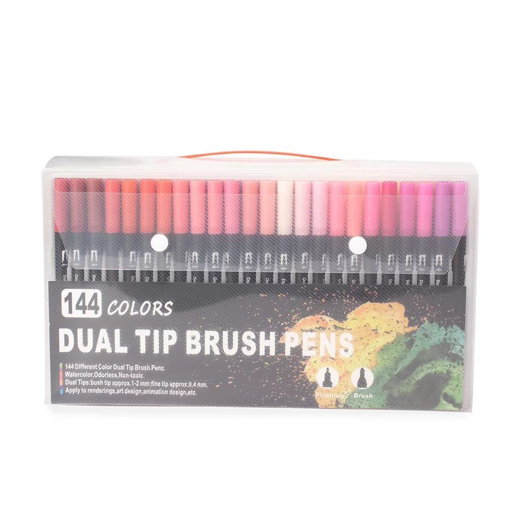 Kit Canetinhas Ponta Dupla 144 Cores Personalizado