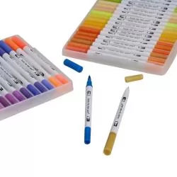 Kit Canetinhas Ponta Dupla 72 Cores Personalizado Kit Canetinhas Ponta Dupla 72 Cores Personalizado