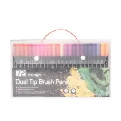 Kit Canetinhas Ponta Dupla 72 Cores Personalizado Kit Canetinhas Ponta Dupla 72 Cores Personalizado