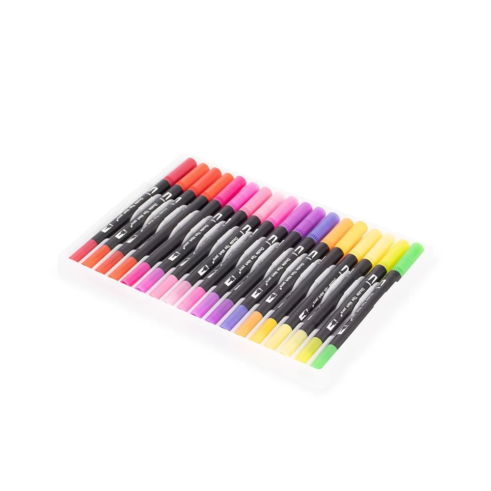 Kit de Canetinhas Ponta Dupla 36 Cores Personalizado