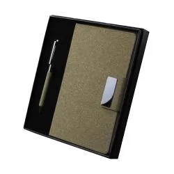 Kit Escritório com Caderneta e Caneta Em Fibra de Café ou Chá Personalizado Kit Escritório com Caderneta e Caneta Em Fibra de Café ou Chá Personalizado