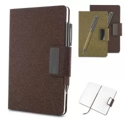 Kit Escritório com Caderneta e Caneta Em Fibra de Café ou Chá Personalizado Kit Escritório com Caderneta e Caneta Em Fibra de Café ou Chá Personalizado