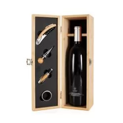 Kit Vinho Bambu 4 Peças Personalizado Kit Vinho Bambu 4 Peças Personalizado