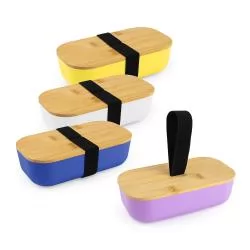 Lancheira Em Rpet e Tampa de Bambu Personalizada  Lancheira Em Rpet e Tampa de Bambu Personalizada