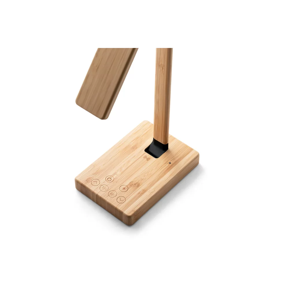 Luminária em bambu com carregador wireless Personalizada