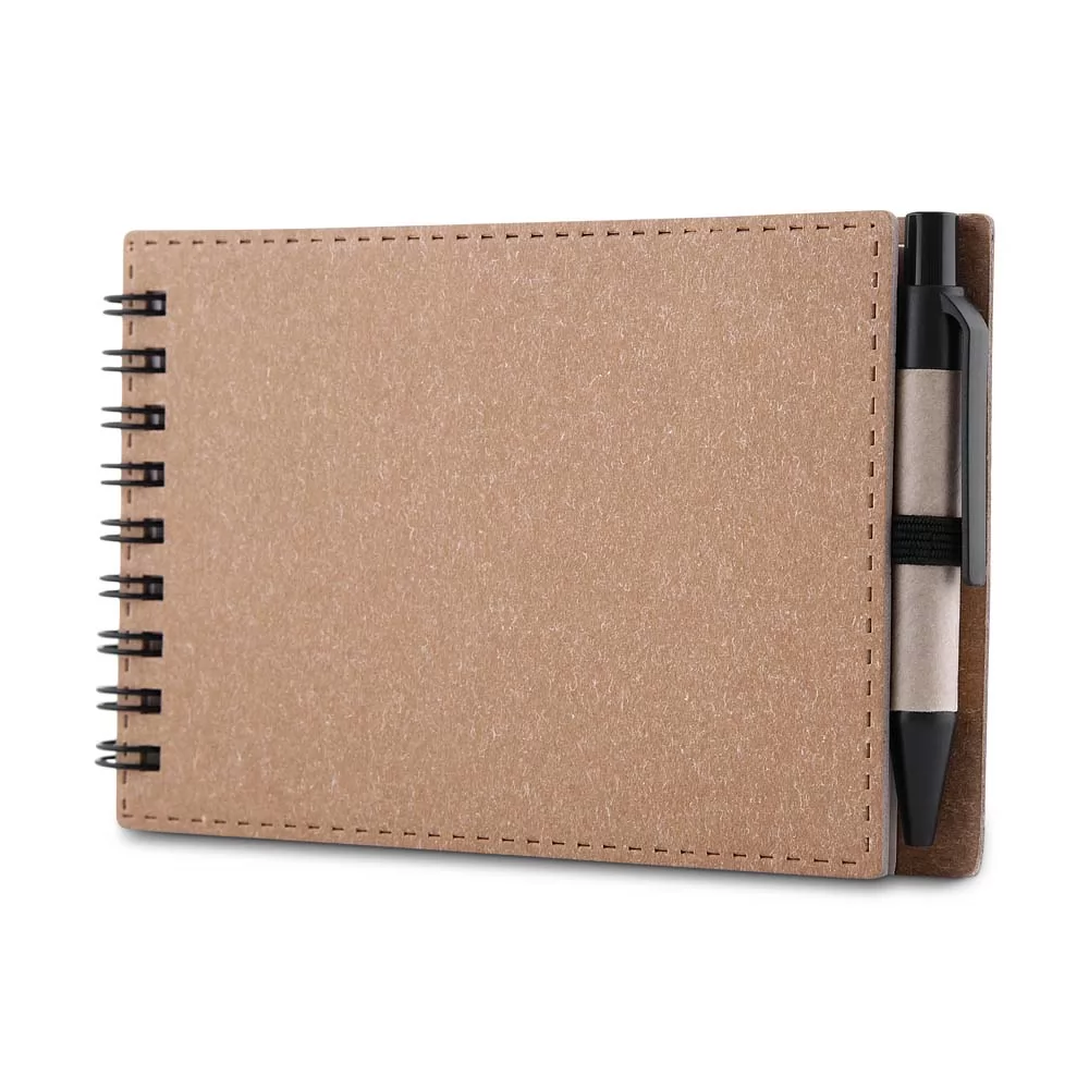 Mini Bloco de Anotações com Caneta e Capa em Papelão Personalizado