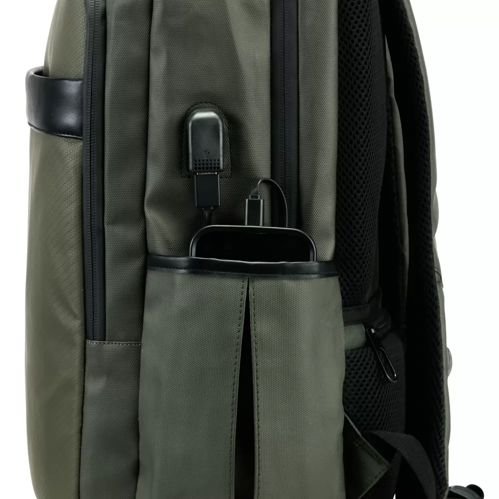 Mochila Couro Sintético USB 21 Litros Personalizada