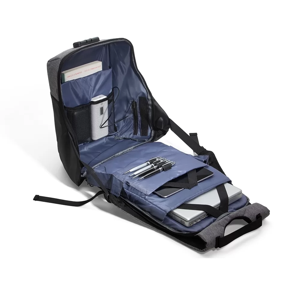 Mochila de Poliéster Anti-Furto USB com Segredo Personalizada