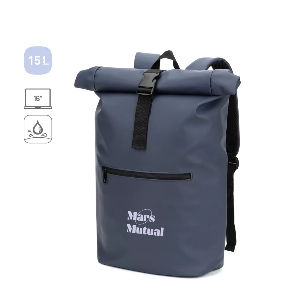 Mochila Roll Up em Poliéster Reciclado Personalizada