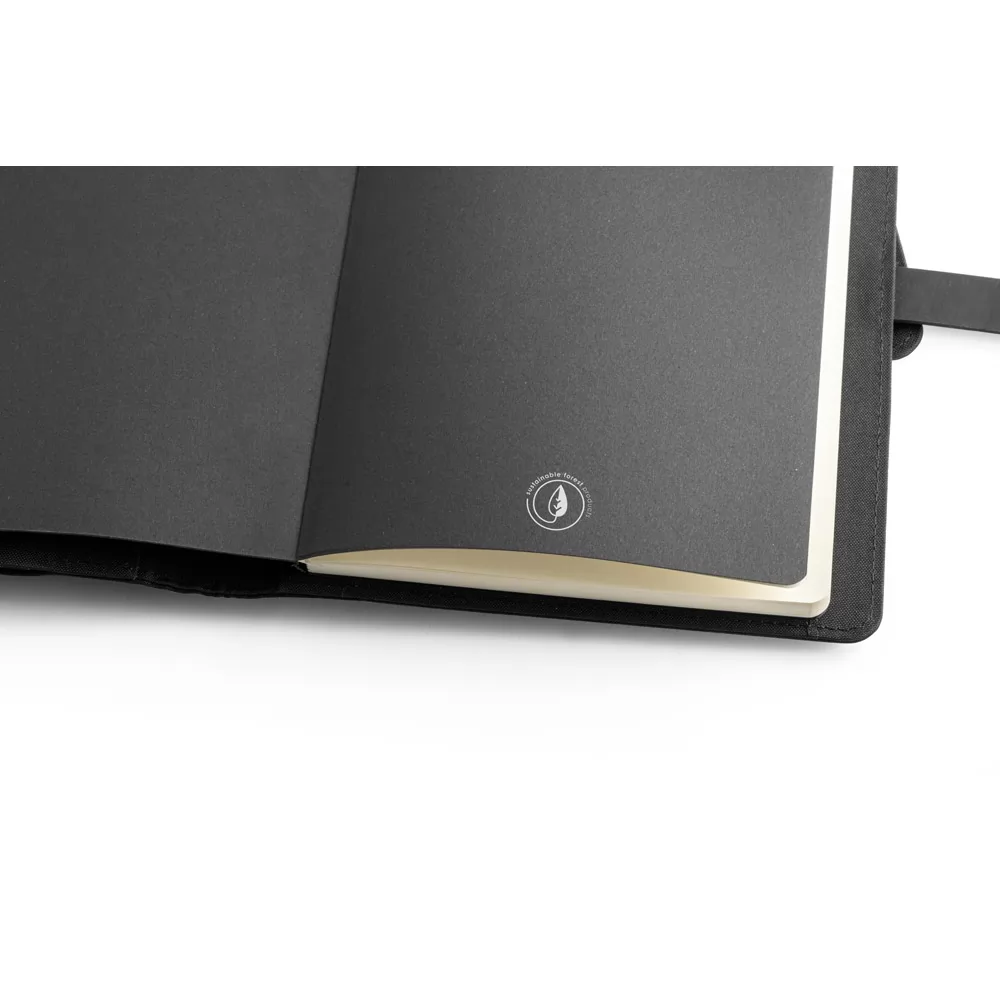 Pasta A5 em poliéster reciclado com carregador wireless Personalizada