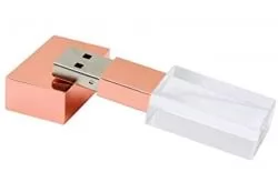 Pen Drive Vidro Rose Personalizado  Pen Drive Vidro Rose Personalizado