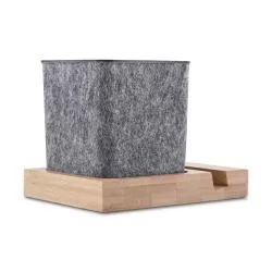 Porta Canetas e Celular de Feltro e Bambu Personalizada Porta Canetas e Celular de Feltro e Bambu Personalizada