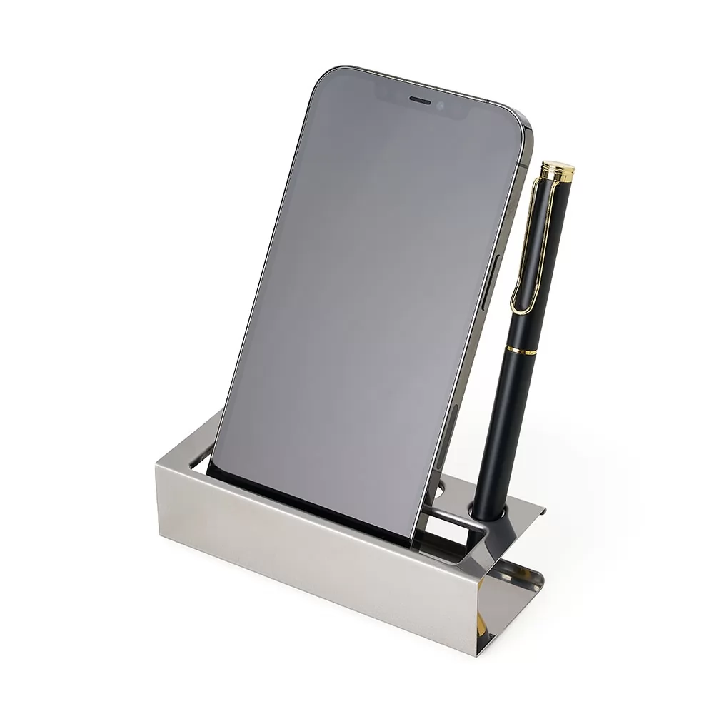 Porta Cartão Inox com Suporte Para Canetas Personalizada