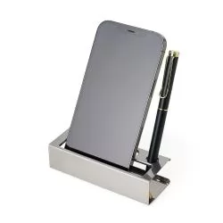 Porta Cartão Inox Com Suporte Para Canetas Personalizada  Porta Cartão Inox Com Suporte Para Canetas Personalizada
