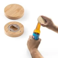Porta Copos Em Bambu Com Descapsulador Personalizada  Porta Copos Em Bambu Com Descapsulador Personalizada