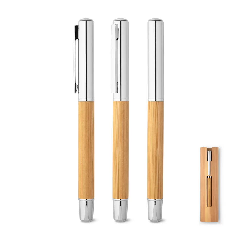 Roller em aço inox 90% reciclado e bambu com tampa Personalizado