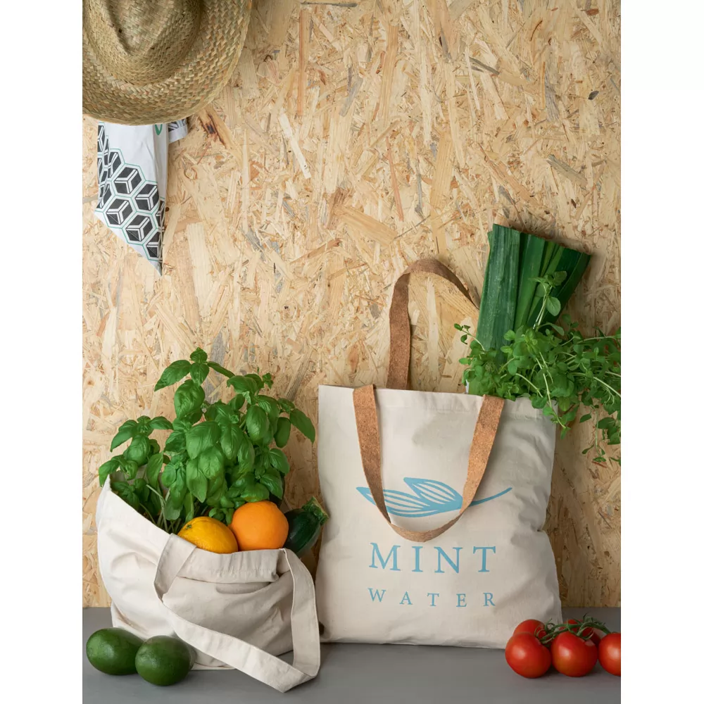 Sacola. 100% algodão Alça Cortiça Personalizado