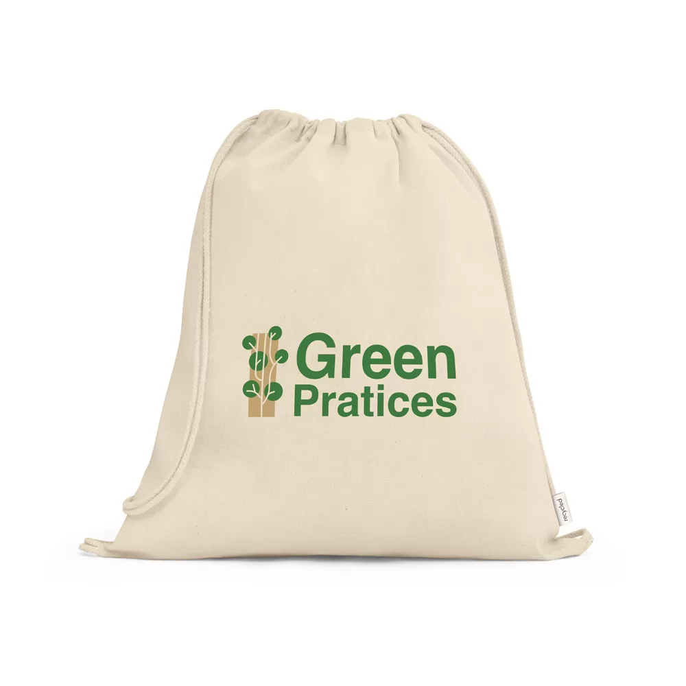 Sacola tipo mochila em 100% algodão reciclado (180 g/m²) Personalizada