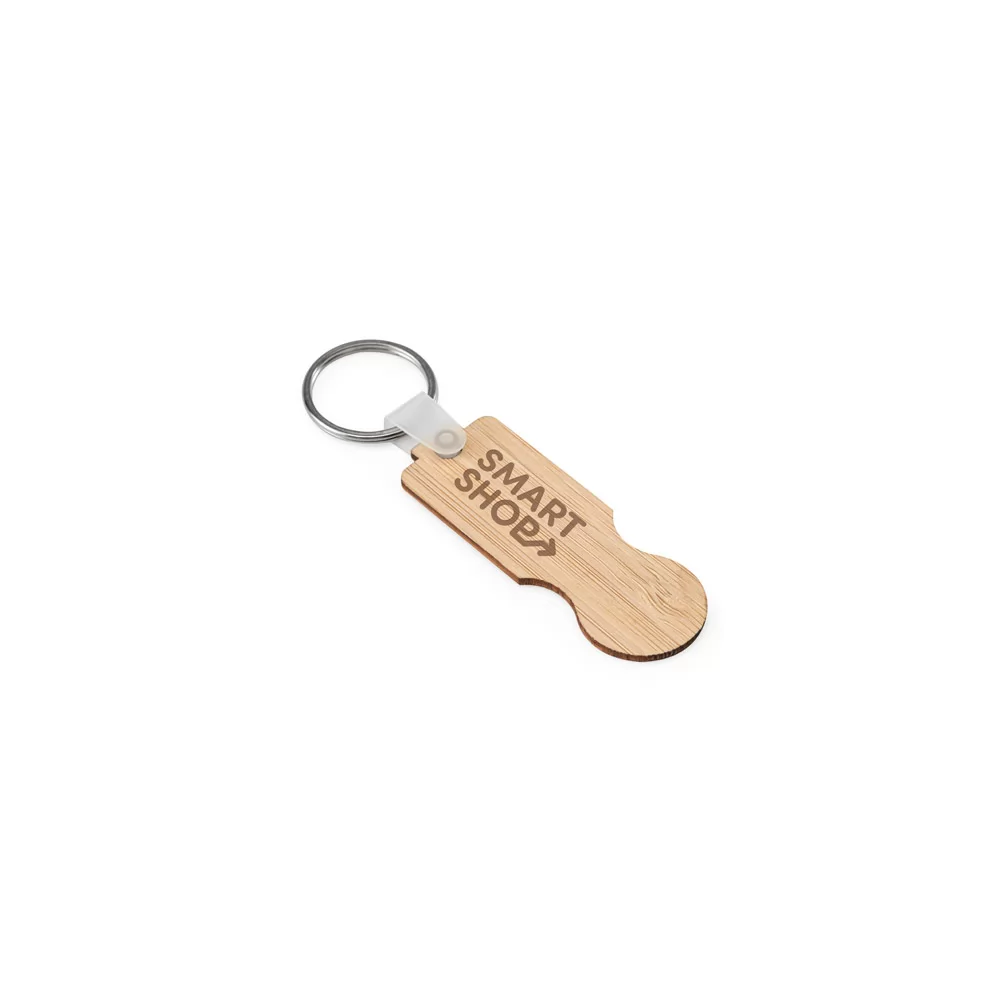 SHOPZ. Chaveiro em bambu com extremidade em formato de moeda Personalizado