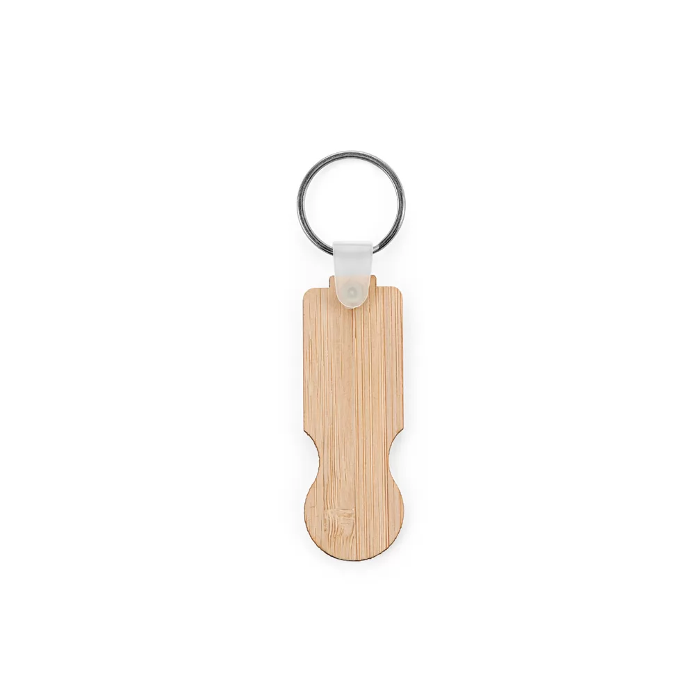 SHOPZ. Chaveiro em bambu com extremidade em formato de moeda Personalizado