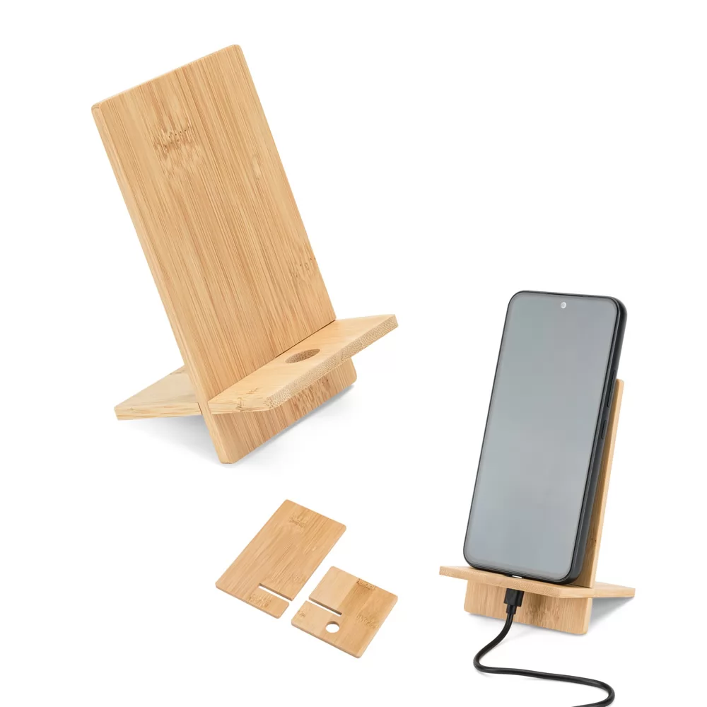 Suporte para Celular de Mesa em Bambu Personalizado